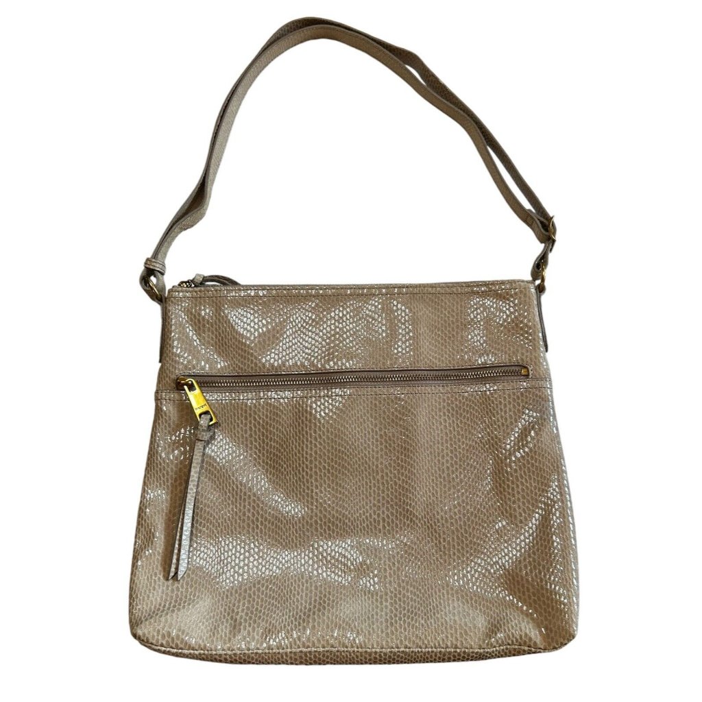 Margot New York Brown Embossed Leather Crossbody Purse Women's Shoulder Handbag